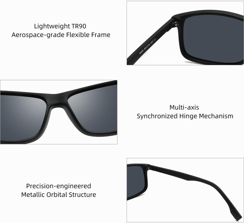 PUKCLAR Sunglasses for Men Polarized - Lightweight TR90 Frame - UV400 Protection - Spring Hinges for Driving and Outdoor Sports - Image 4