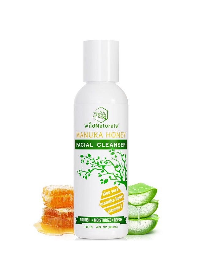 Wild Naturals - Gentle Manuka Honey Face Wash - Eczema Facial Cleanser With Aloe Vera Extract, Hydrating & Soothing For Dry, Sensitive Skin - Repairs & Nourishes Irritated & Damaged Skin - Image 1