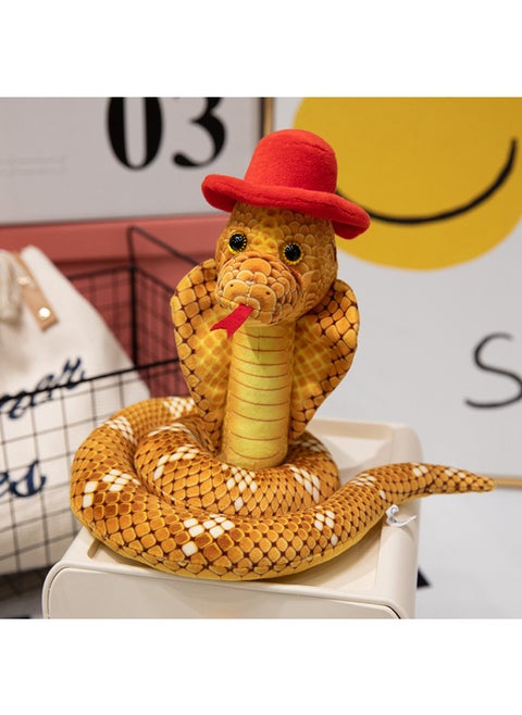 Simulation Gentleman Snake Boy Doll Gift Ornaments Plush Toy Snake Activity Gift Toy Python-Specifications:20cm High Full Length 70cm 0.2kg-Color:red Hat