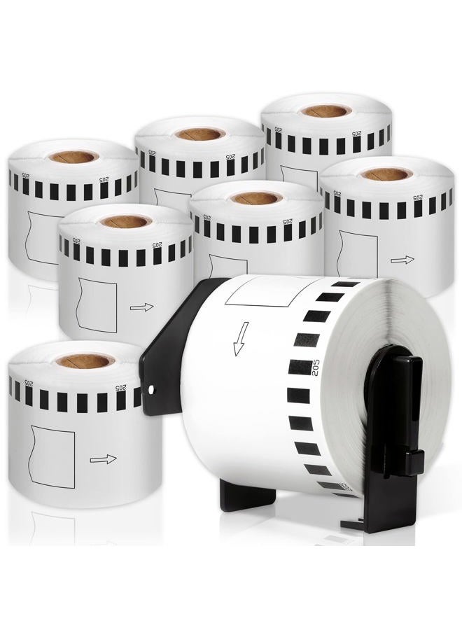 COLORWING Compatible Continuous Paper Labels Replacement for Brother DK-2205 62mm x 30.48m(2.4" x 100ft) Shipping Address Labels, for Brother QL-800, 810W, 820NWB, 1110NWB, 8 Rolls with 1 Frame - Image 1