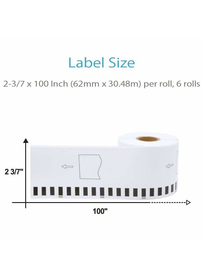 COLORWING Compatible Continuous Paper Labels Replacement for Brother DK-2205 62mm x 30.48m(2.4" x 100ft) Shipping Address Labels, for Brother QL-800, 810W, 820NWB, 1110NWB, 8 Rolls with 1 Frame - Image 2