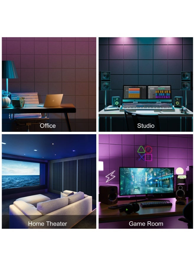 XiuWoo 12 Pack Acoustic Wall Panels with Self-Adhesive, 12X12 X0.4 inch/30X30X1cm Sound Proof Foam Panels, Decorative Soundproof Wall Panels, Sound Proof Absorbing Tiles for Home & Offices, Black - Image 5