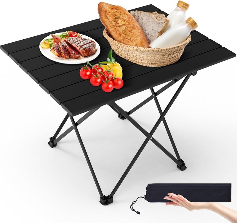 Prakal Portable 2 Tier Camping Table with Carry Bag Outdoor Folding Table Picnic Table with 4 Cup Holders Oxford Foldable Camping Tables for Outdoors Camping Hiking and Tailgate PK04 - Image 1