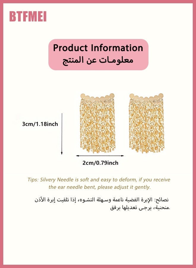 بتفمي أقراط شرابة ذهبية للنساء، أقراط متدلية طويلة خفيفة الوزن بتصميم أنيق مع دبوس من الفضة S925، إكسسوارات موضة وأقراط مميزة للاستخدام اليومي والحفلات والأعراس والمناسبات والهدايا - Image 2