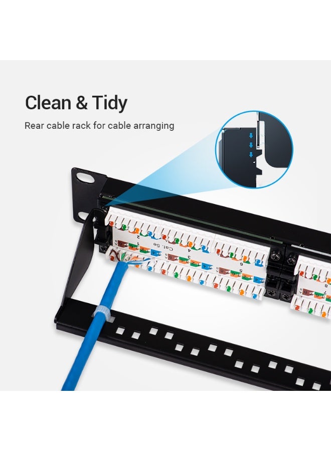 VENTION Cat.6 UTP 24 Ports Keystone Patch Panel Black Model # KGCB0 - Image 2