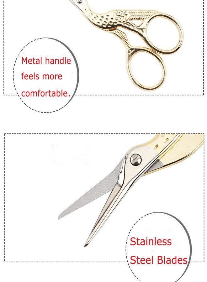 BIHRTC 4.5" Stainless Steel Sharp Tip Classic Stork Scissors Crane Design Sewing DIY Tools Dressmaker Shears Scissors for Embroidery, Craft, Needle Work, Art Work & Everyday Use (Gold) - Image 4