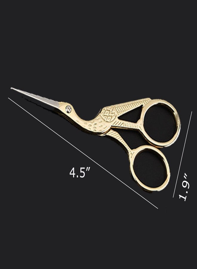 BIHRTC 4.5" Stainless Steel Sharp Tip Classic Stork Scissors Crane Design Sewing DIY Tools Dressmaker Shears Scissors for Embroidery, Craft, Needle Work, Art Work & Everyday Use (Gold) - Image 3