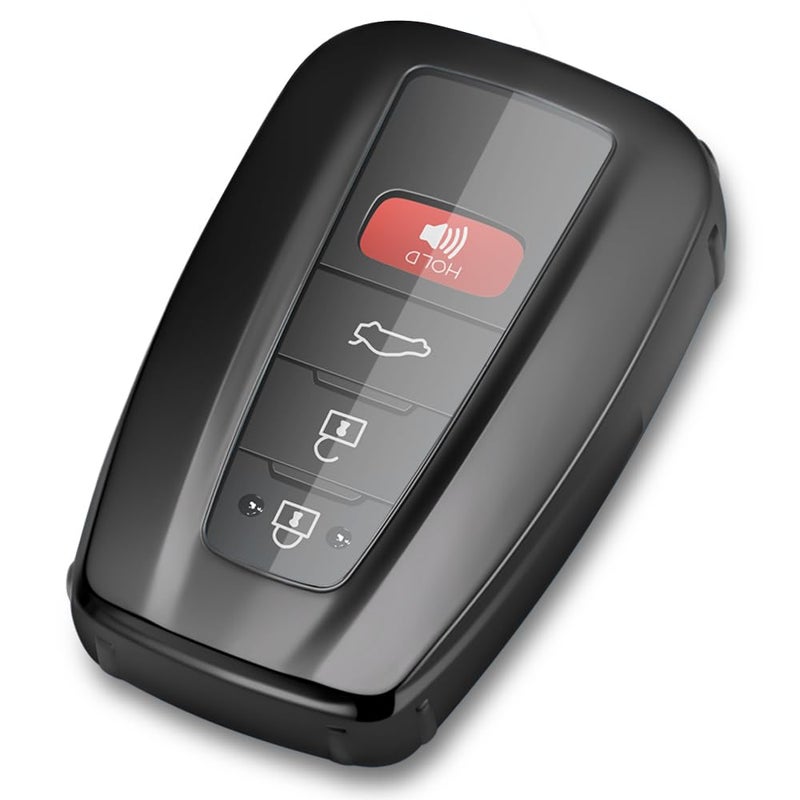 Lcyam Key Fob Cover Remote Case Protector Compatible with 2022 2023 2024 Highlander Corolla Hatchback RAV4 XLE Prius Camry Hybrid XSE Avalon Remote Key Black