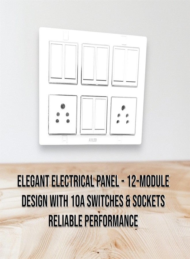 A1 LED 12-Module Silver Line Board with 8 Flat 10A Toggle 12 Way Switches and 2 10A Sockets - Modern Electrical Panel - Image 4