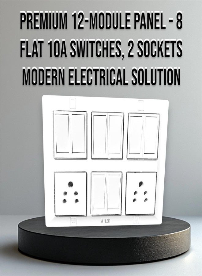 A1 LED 12-Module Silver Line Board with 8 Flat 10A Toggle 12 Way Switches and 2 10A Sockets - Modern Electrical Panel - Image 5