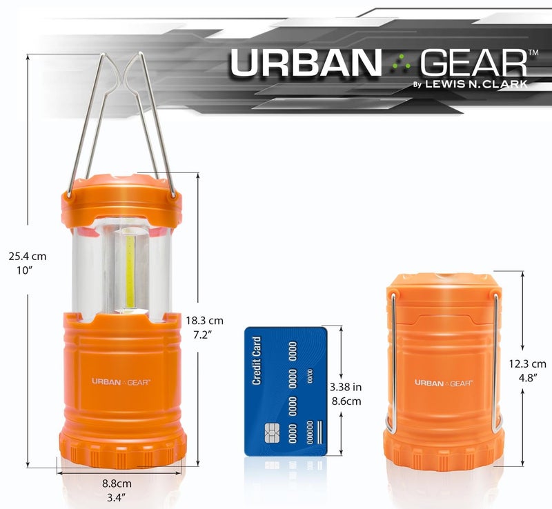 Lewis N. Clark Collapsible Camping Lantern | LED Portable Lantern for Indoor or Outdoor Use | Waterproof Lamp with Batteries Included | for Camping, Backpacking, Hiking, or Power Outage | Orange - Image 2