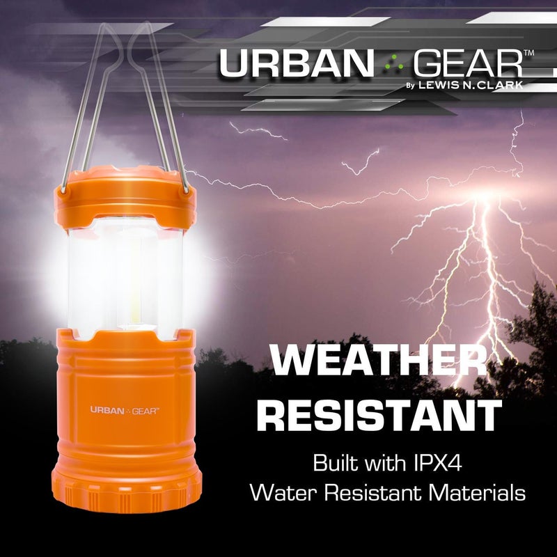 Lewis N. Clark Collapsible Camping Lantern | LED Portable Lantern for Indoor or Outdoor Use | Waterproof Lamp with Batteries Included | for Camping, Backpacking, Hiking, or Power Outage | Orange - Image 4