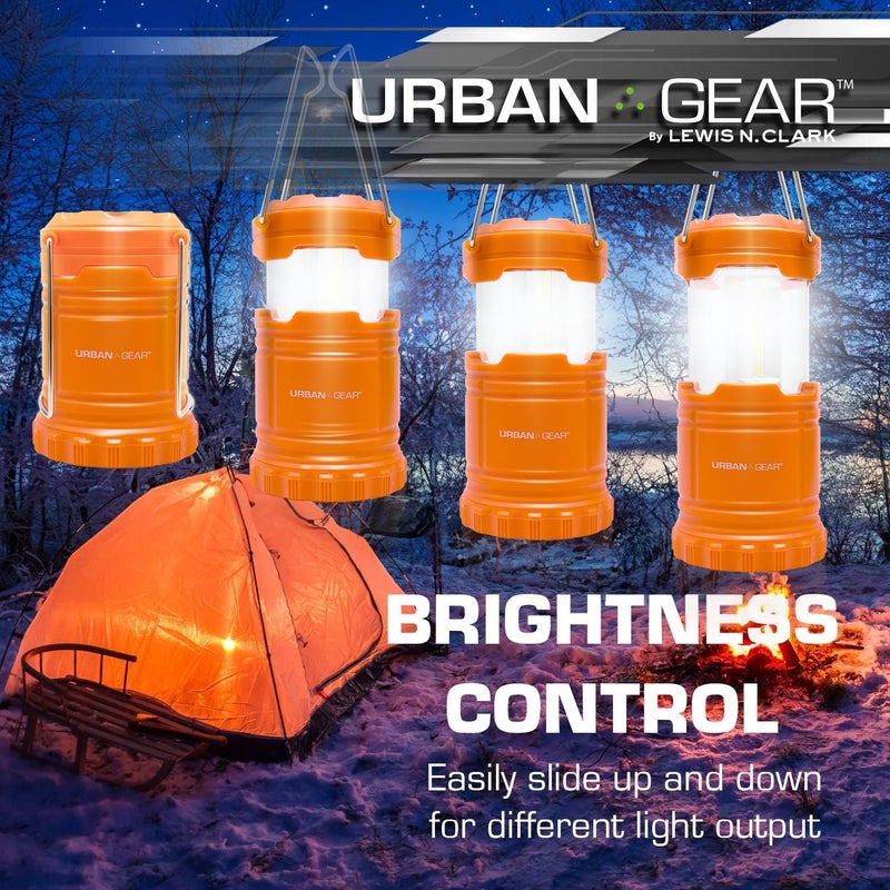 Lewis N. Clark Collapsible Camping Lantern | LED Portable Lantern for Indoor or Outdoor Use | Waterproof Lamp with Batteries Included | for Camping, Backpacking, Hiking, or Power Outage | Orange - Image 3