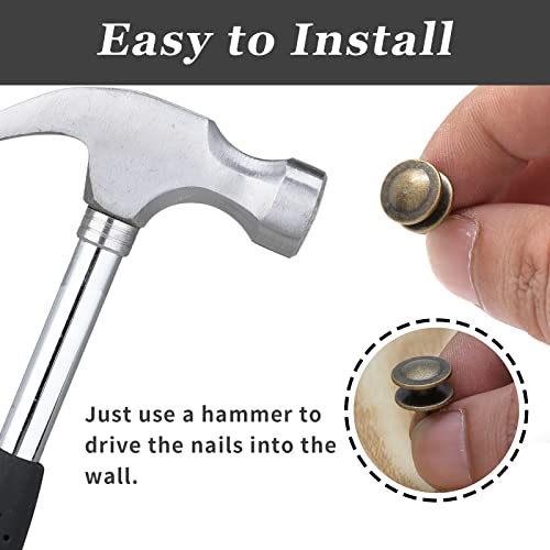 Rierdge Double-Headed Nails for Hanging Pictures, 30 Pcs Wall Hangers for Paintings, Decorative Push Pin for Drywall Cork Board Photo, Bronze - Image 5