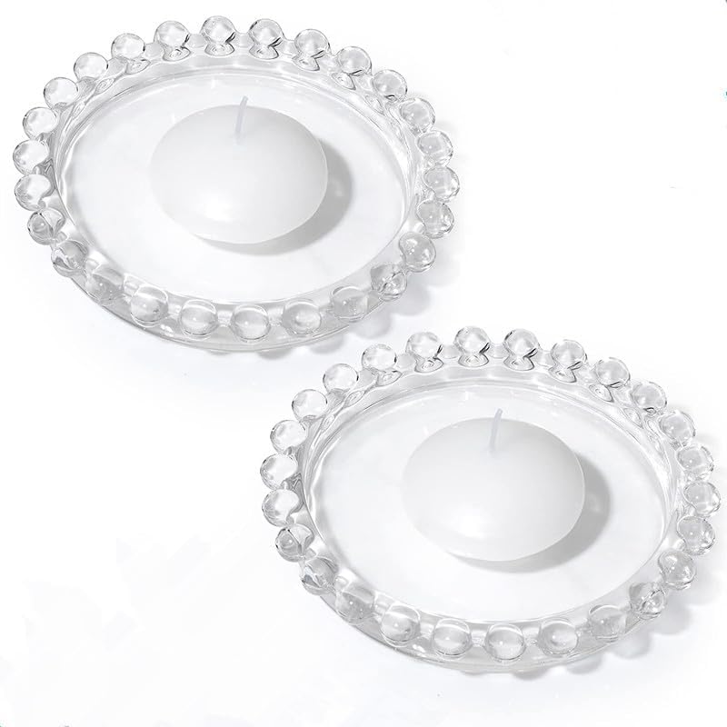 DDRAUY 2pcs Glass Candle Plates Clear Pillar Candle Holder Plates,Transparent Round Candle Plate for Pillar Candle Modern Candle Centerpiece - Image 2