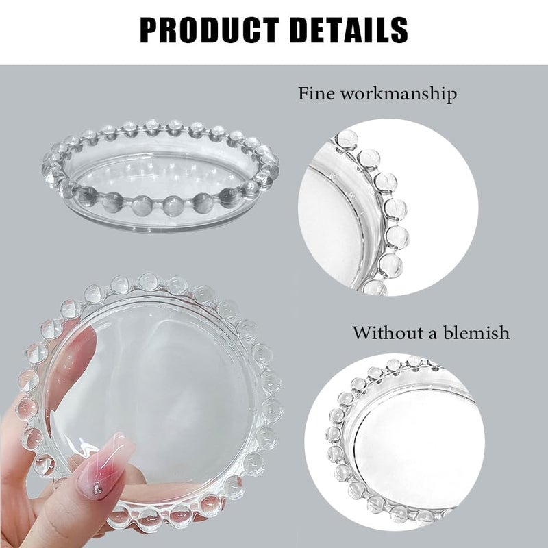 DDRAUY 2pcs Glass Candle Plates Clear Pillar Candle Holder Plates,Transparent Round Candle Plate for Pillar Candle Modern Candle Centerpiece - Image 4