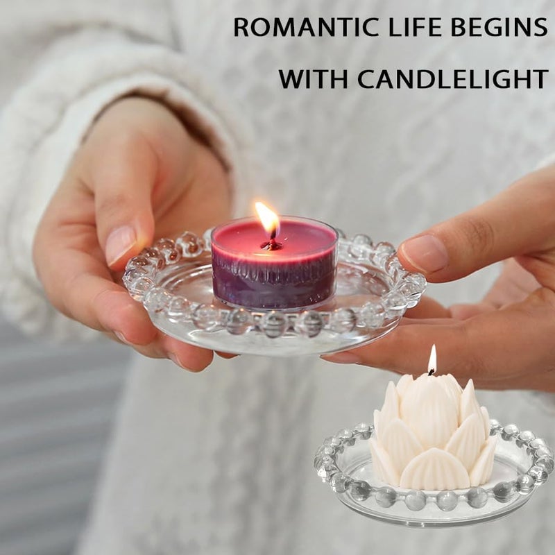 DDRAUY 2pcs Glass Candle Plates Clear Pillar Candle Holder Plates,Transparent Round Candle Plate for Pillar Candle Modern Candle Centerpiece - Image 5