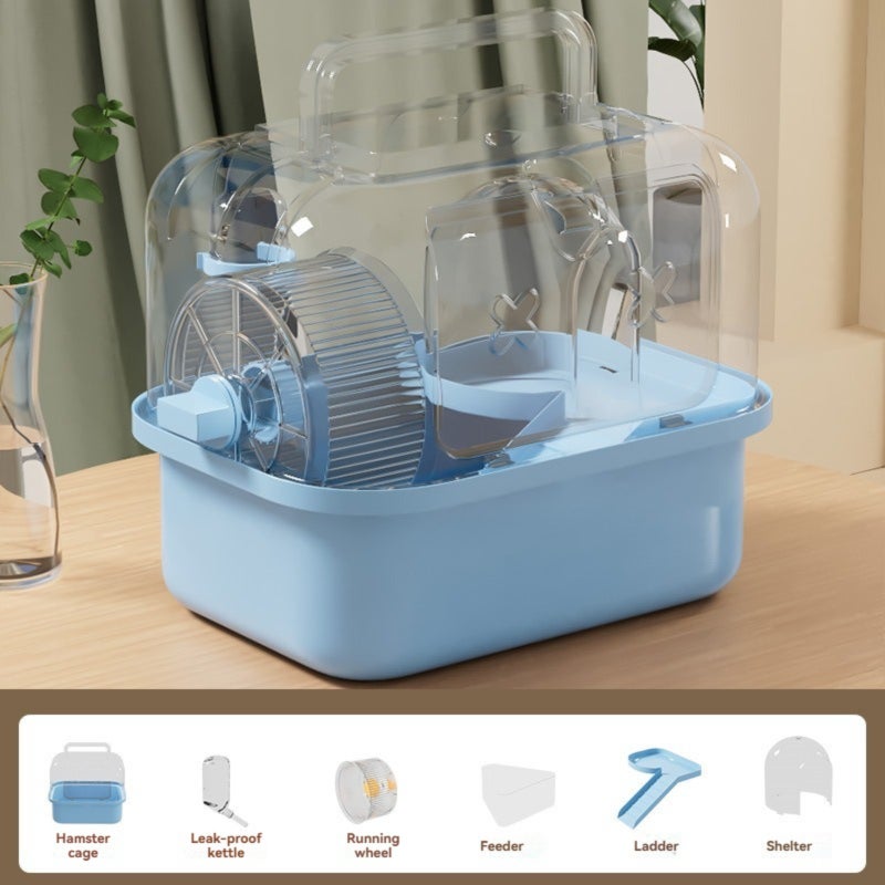 Hamster cage, golden bear luxury villa, acrylic transparent hamster special feeding box, cheap going out portable cage - Image 5