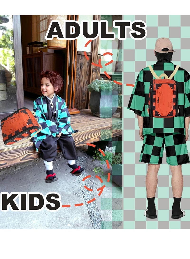 حقيبة ظهر كوزبلاي للمدرسة حقيبة صغيرة مطبوعة خشبية مطبوع عليها حقيبة أنيمي ميرك دعائم أزياء تنكرية للأولاد والبنات الأطفال المراهقين، 11.8 × 8.6 بوصة - Image 3