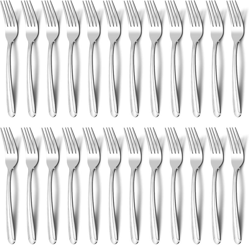 BEWOS 24-Piece Salad Forks, 7.1-Inch Forks Silverware Set, Stainless Steel Small Fork, Dessert Forks Bulk, Metal Forks, Salad Fork Set, Appetizer Forks, Silver Fork, Dishwasher Safe, Mirror Polished - Image 1