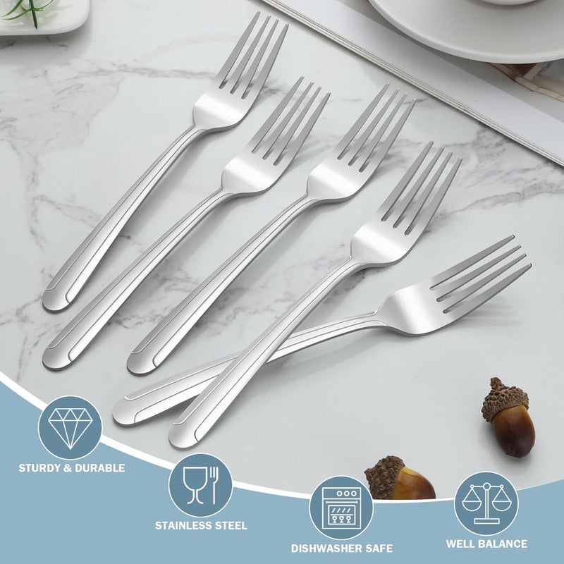 BEWOS 24-Piece Salad Forks, 7.1-Inch Forks Silverware Set, Stainless Steel Small Fork, Dessert Forks Bulk, Metal Forks, Salad Fork Set, Appetizer Forks, Silver Fork, Dishwasher Safe, Mirror Polished - Image 5