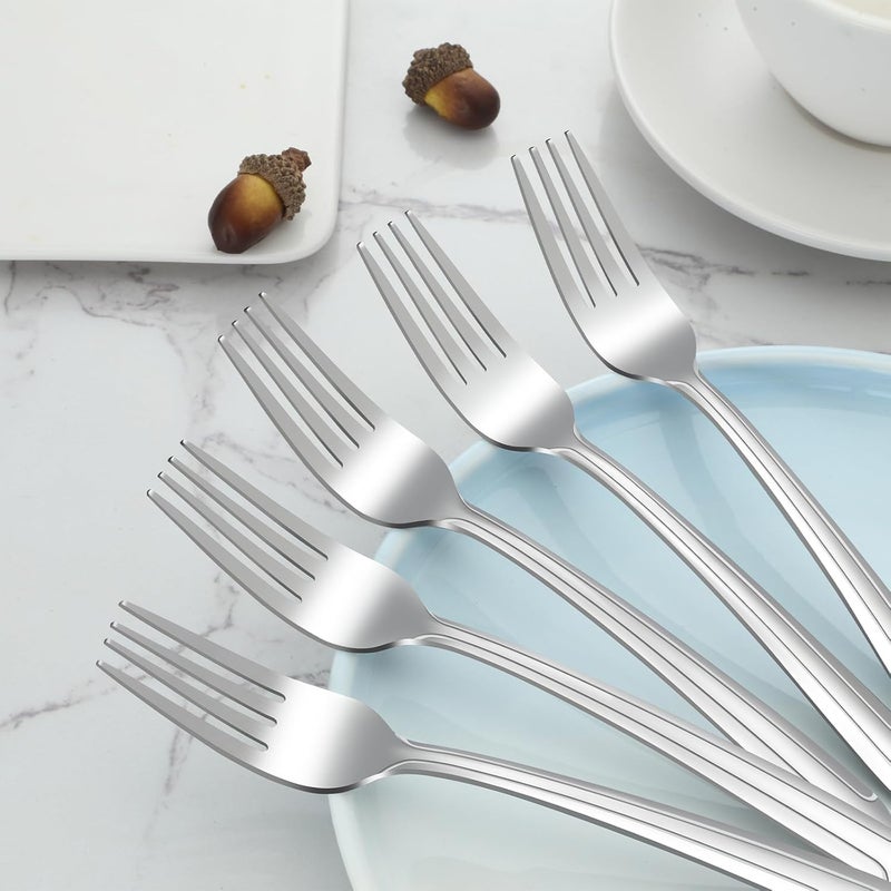BEWOS 24-Piece Salad Forks, 7.1-Inch Forks Silverware Set, Stainless Steel Small Fork, Dessert Forks Bulk, Metal Forks, Salad Fork Set, Appetizer Forks, Silver Fork, Dishwasher Safe, Mirror Polished - Image 3