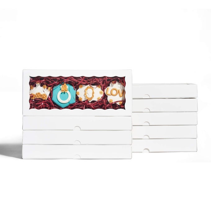 100PCS 12 X 5 X 15 INCHES AUTOPOPUP ONE PIECE PREMIUM COOKIE BOXES WITH WINDOW BAKERY BOX FOR HOLIDAY COOKIE GIFT SETS