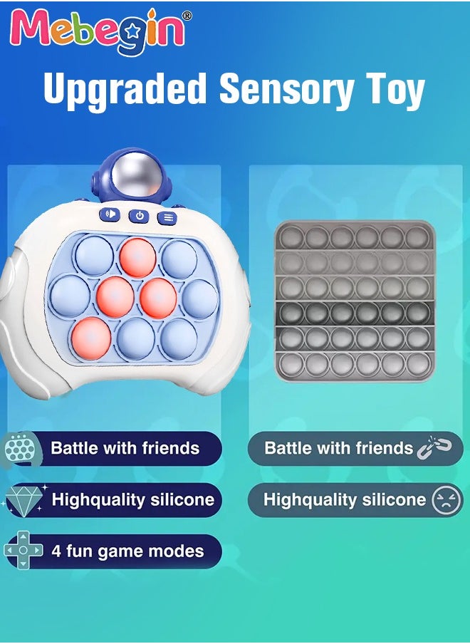 null - Quick Push Bubble Game with 4 Fun Game Modes, Space Men Shape Push Pop Game, Mini-Handheld Fast Speed Push Game Console with Light and Sound, Fun Electronic Push It Pop Fidget Toys, Creative Antistr - Image 1