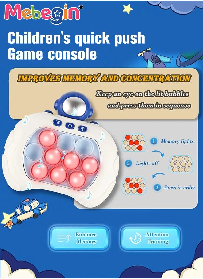 null - Quick Push Bubble Game with 4 Fun Game Modes, Space Men Shape Push Pop Game, Mini-Handheld Fast Speed Push Game Console with Light and Sound, Fun Electronic Push It Pop Fidget Toys, Creative Antistr - Image 1