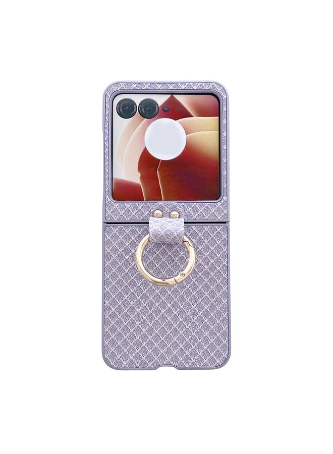 S-TOP Case For Motorola Razr 50 Sparkling Diamond Rhombus PC Phone Case with Ring - Image 1
