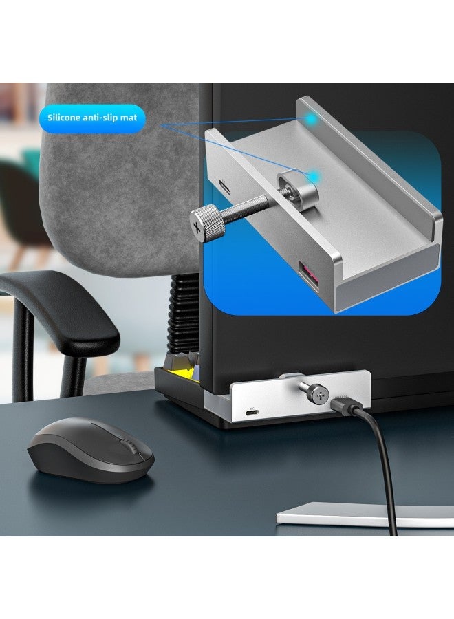 Multi-function Hub Hub Splitter Multi-USB3.0 Interface Expansion Dock Extender Easy To Fix Notebook-Number Of Interfaces:Silver 2A2C-optional 0.5 M Black Connecting C Port Line  - Image 4