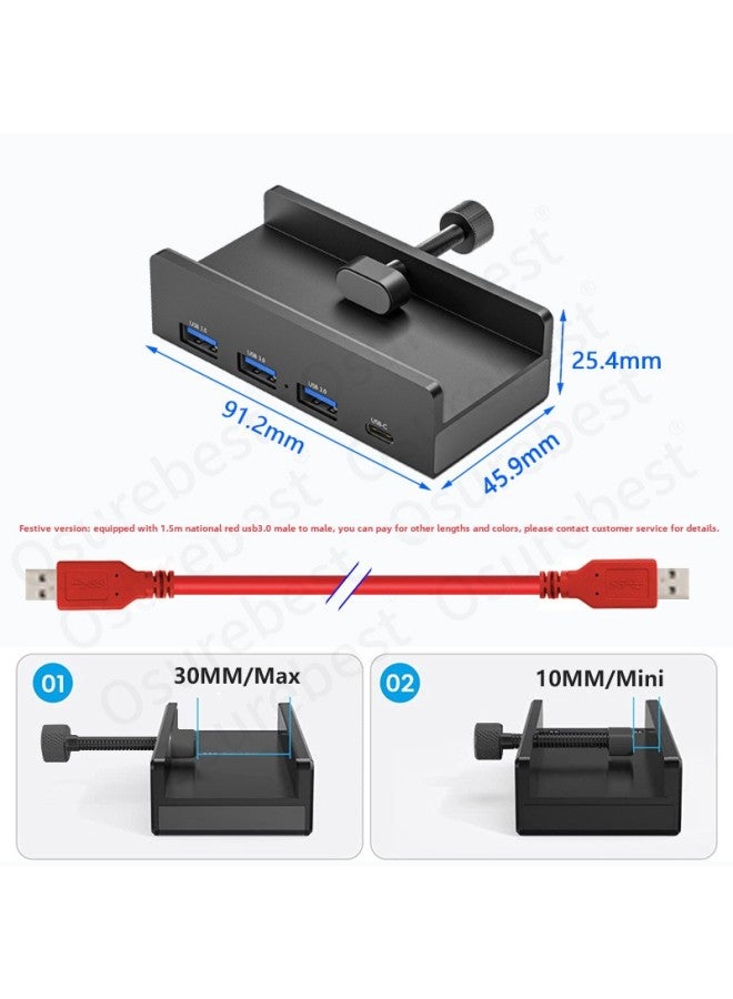 Multi-function Hub Hub Splitter Multi-USB3.0 Interface Expansion Dock Extender Easy To Fix Notebook-Number Of Interfaces:Silver 2A2C-optional 0.5 M Black Connecting C Port Line  - Image 5