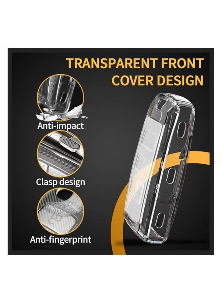 Key Fob Case TPU Cover Compatible with Land Rover Range Rover Sport, Evoque, Vogue, Velar, Discovery - Transparent Carbon Fiber Texture, 5 Button Protective Key Shell - Image 3