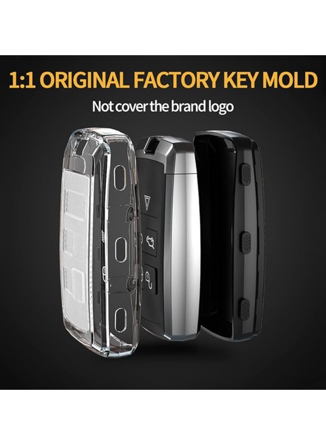 Key Fob Case TPU Cover Compatible with Land Rover Range Rover Sport, Evoque, Vogue, Velar, Discovery - Transparent Carbon Fiber Texture, 5 Button Protective Key Shell - Image 4