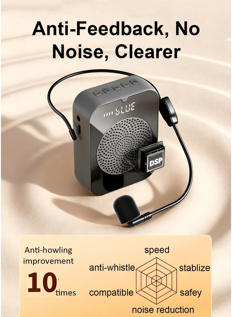 HEROCKX Voice Amplifier, Power Amplifiers, Portable Mini Wired Microphone For  Lectures, Teaching, Tour Guides, USB Rechargeable - 2200mAh, Black - Image 3