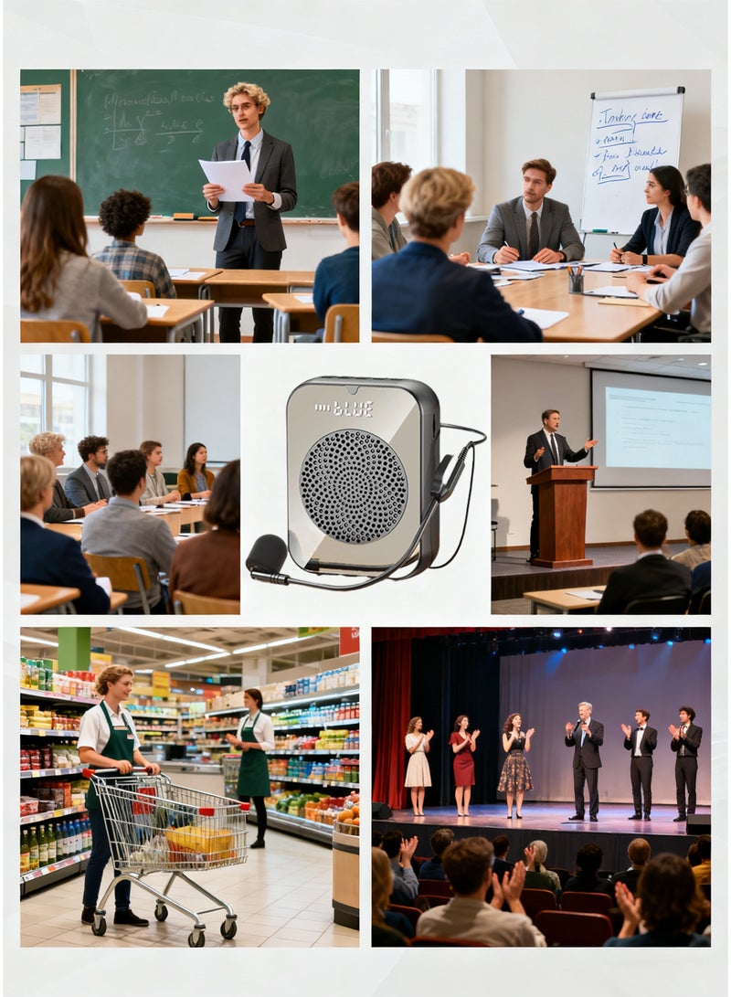 HEROCKX Voice Amplifier, Power Amplifiers, Portable Mini Wired Microphone For  Lectures, Teaching, Tour Guides, USB Rechargeable - 2200mAh, Black - Image 5