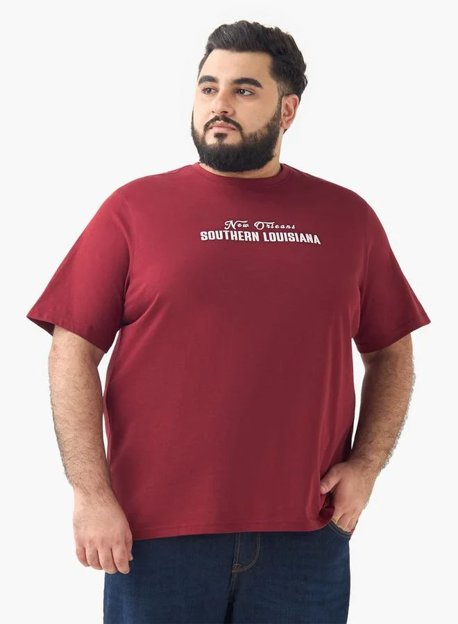 سبلاش فيڤ تيشيرت بطبعة شعار ورقبة دائرية