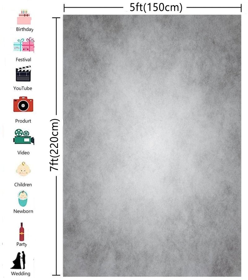 HMTFOTO 5x7ft Gray Abstract Photography Backdrops Grey Portrait Photo Studio Prop Background for Photographyer Ash Texture Backdrop for Party - Image 3