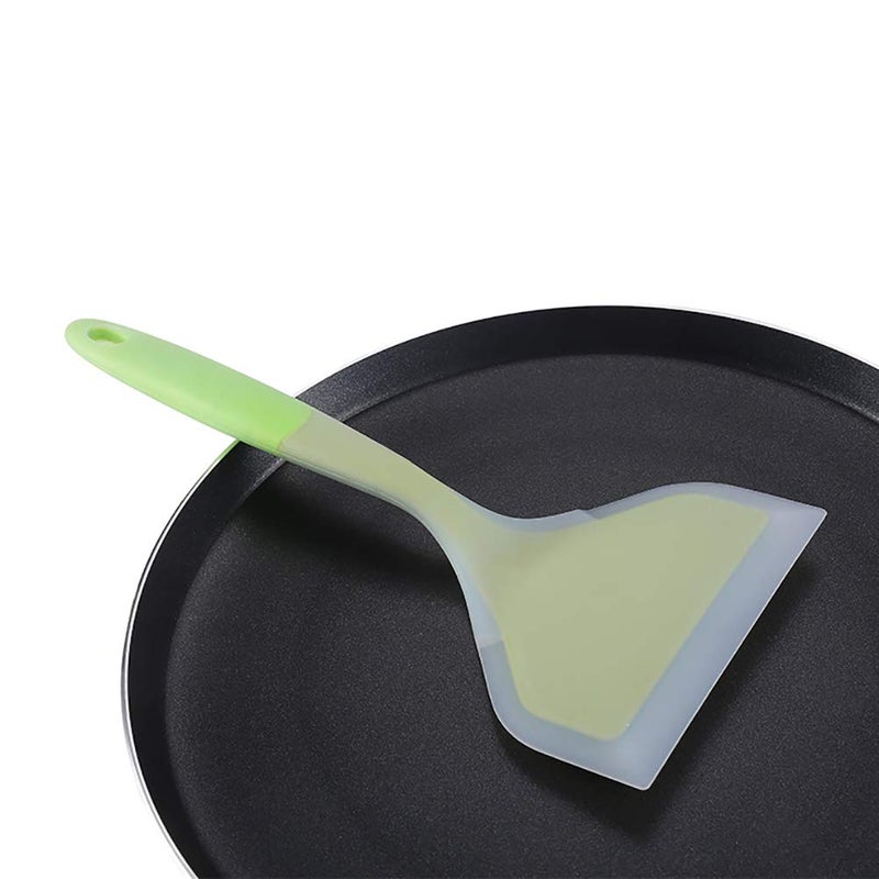 Goeielewe Goeielewe Omelette Spatula 10-Inch Silicone Pancakes Shovel Durable Heat-resistant Wide Spatula Turner Nonstick Fried Shovel for Eggs Crepes Brownies Fish Pancake Pizza (Green)  - Image 4