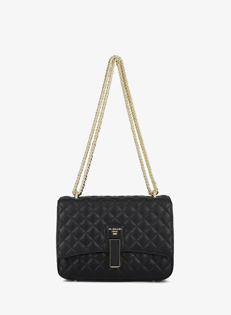 Da Milano Genuine Leather Black Sling Bag