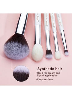 Jessup Brand 25Pcs Professional Makeup Brush Set Beauty Cosmetic Foundation Powder Blusher Eyeshadow Blending Highlight Concealer Natural-Synthetic Hair Brushes Set (Pearl White/Silver)  - Image 3