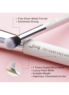 Jessup Brand 25Pcs Professional Makeup Brush Set Beauty Cosmetic Foundation Powder Blusher Eyeshadow Blending Highlight Concealer Natural-Synthetic Hair Brushes Set (Pearl White/Silver)  - Image 5