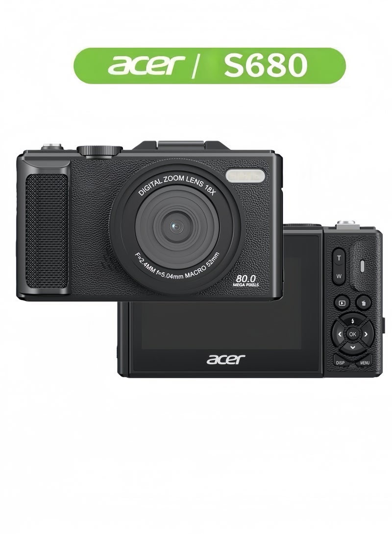 أيسر كاميرا Acer بدقة 5K و80MP مع تقريب 18X، كاميرا تصوير وفلوغ للمبتدئين Point & Shoot - Image 1