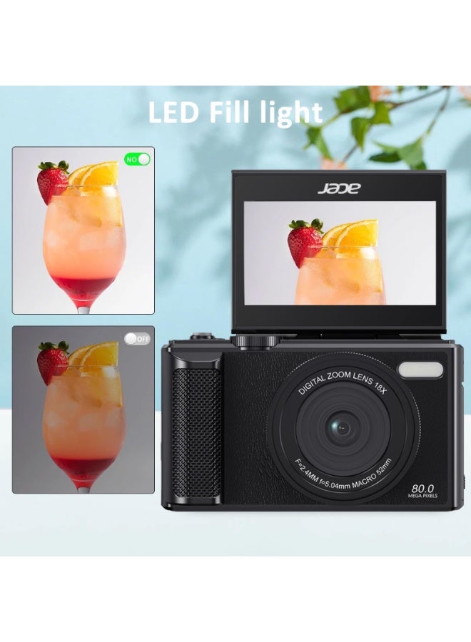 أيسر كاميرا Acer بدقة 5K و80MP مع تقريب 18X، كاميرا تصوير وفلوغ للمبتدئين Point & Shoot - Image 4