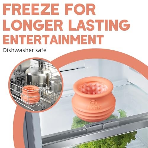 Bestalk Dog Enrichment Treat Toy, Long-Lasting Wobbly Interactive Freeze Lick Toys for Dogs, Stuffable Puzzle Feeder Toy for Boredom, Silicone Treat Dispensing Chew Toy (Pastel Orange,M) - Image 3