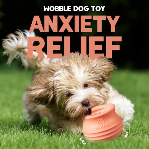 Bestalk Dog Enrichment Treat Toy, Long-Lasting Wobbly Interactive Freeze Lick Toys for Dogs, Stuffable Puzzle Feeder Toy for Boredom, Silicone Treat Dispensing Chew Toy (Pastel Orange,M) - Image 2