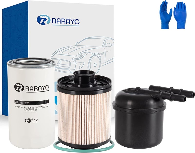 RARAYC عنصر فلتر الوقود RARAYC FD-4615 + فلتر زيت FL2051S متوافق مع فورد F-250 سوبر ديوتي F-350 F450 F550 2011-2016 6.7 باورستروك - Image 1