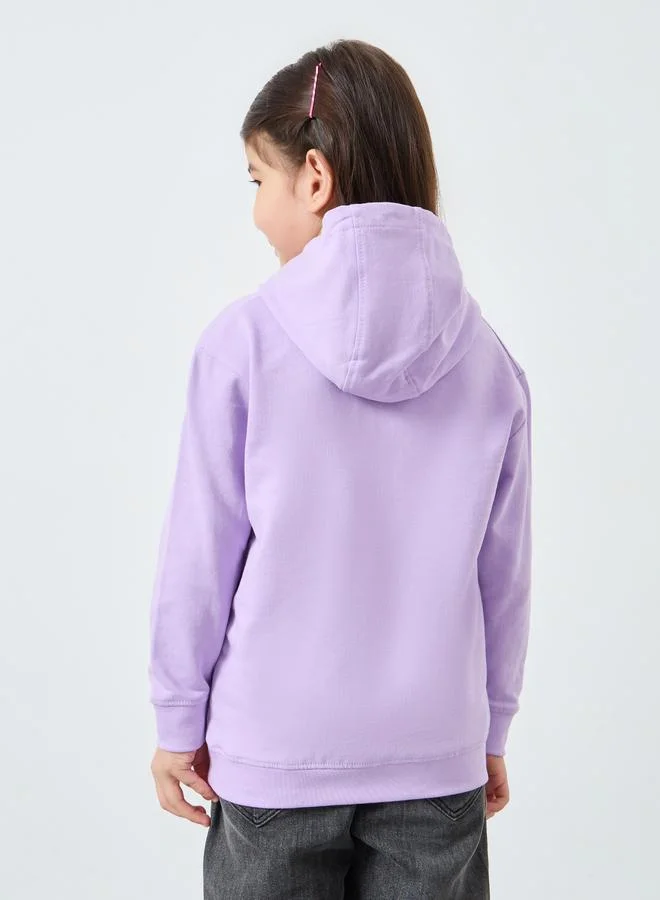 Styli Styli Girls Lilac Heart Print Hoodie