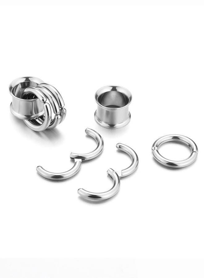 PiercingJ 1 Pair Ear Guages with Rings Ear Weight Plugs Tunnels Hypoallergenic Ear Expander Stretchers 316 Stainless Steel Hoop Earrings Piercing Body Jewelry 1/2""(12mm), AXUS80094 - Image 2