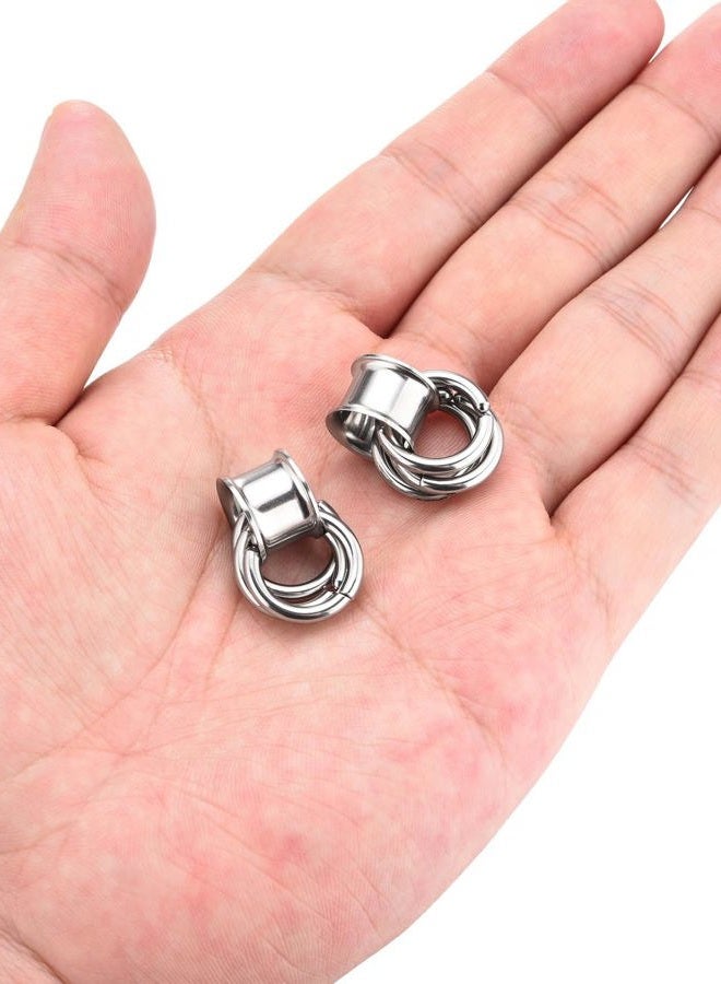 PiercingJ 1 Pair Ear Guages with Rings Ear Weight Plugs Tunnels Hypoallergenic Ear Expander Stretchers 316 Stainless Steel Hoop Earrings Piercing Body Jewelry 1/2""(12mm), AXUS80094 - Image 4